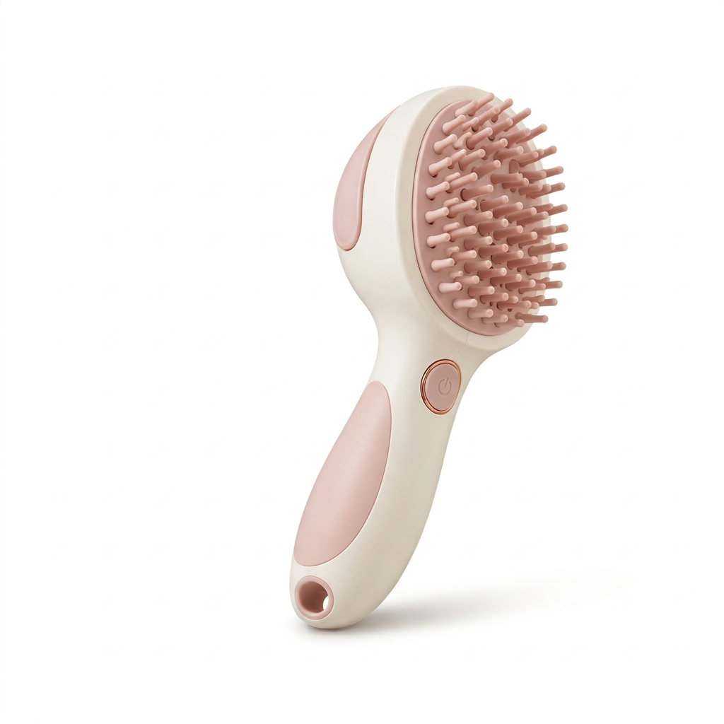 Blush and ivory fine-mist pet grooming brush