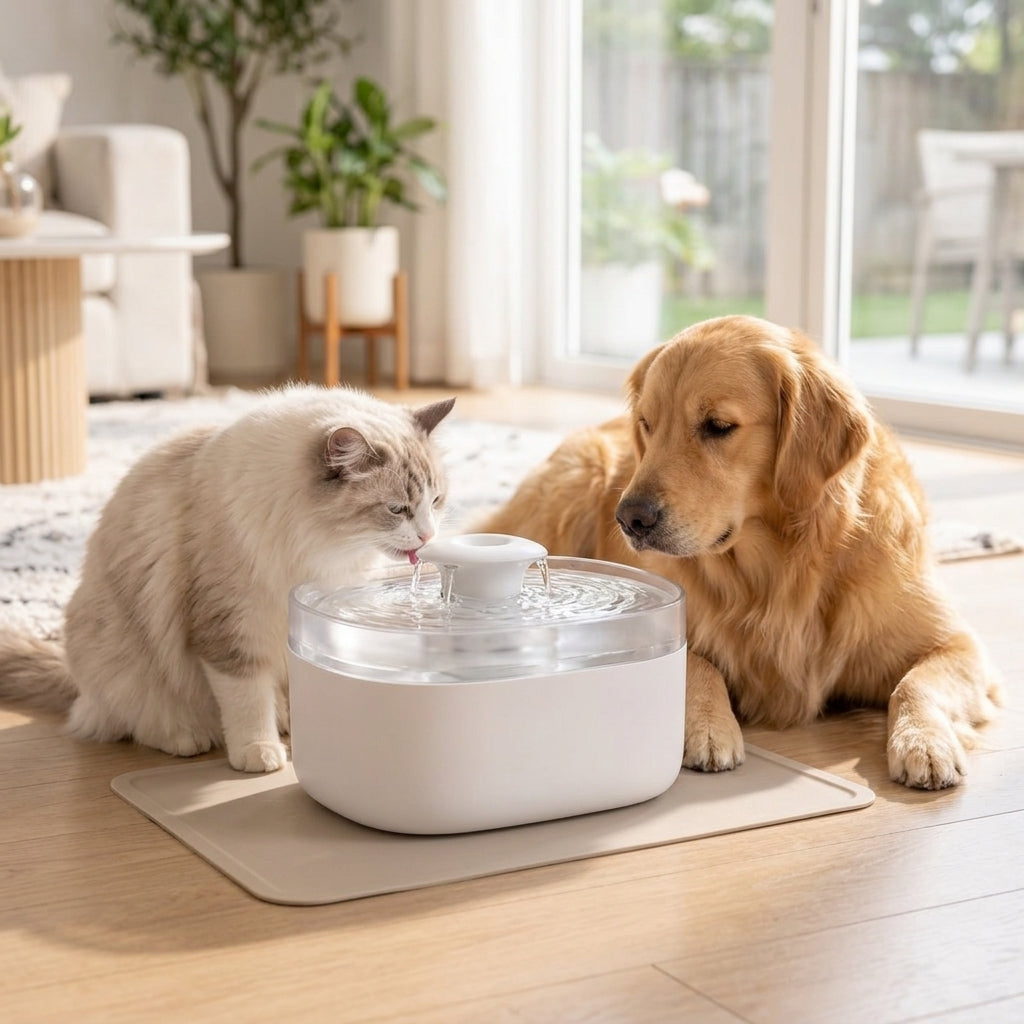 White flow pet drinking fountain